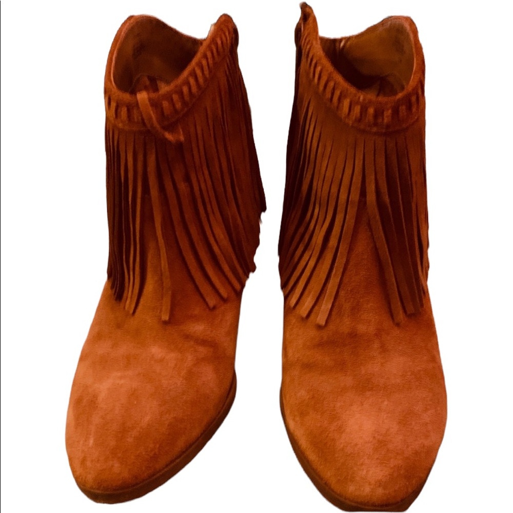 NEW, Gianni Bini, Brown Fringe, Ankle Booties, Size 10 - Picture 5 of 9